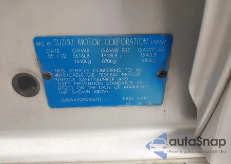 2003 Suzuki Aerio Gs/S from USA, damaged, VIN JS2RA41S235156727